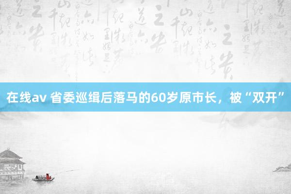 在线av 省委巡缉后落马的60岁原市长，被“双开”