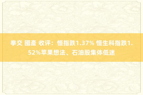 拳交 國產 收评：恒指跌1.37% 恒生科指跌1.52%苹果想法、石油股集体低迷