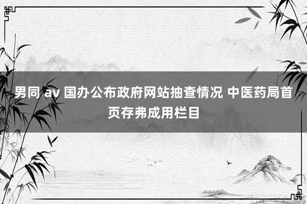 男同 av 国办公布政府网站抽查情况 中医药局首页存弗成用栏目