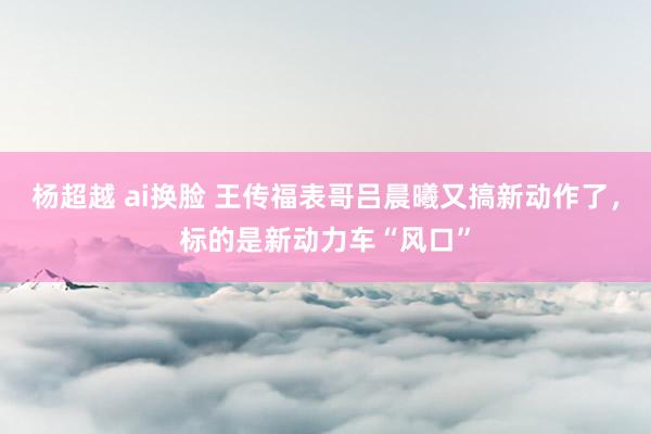 杨超越 ai换脸 王传福表哥吕晨曦又搞新动作了，标的是新动力车“风口”