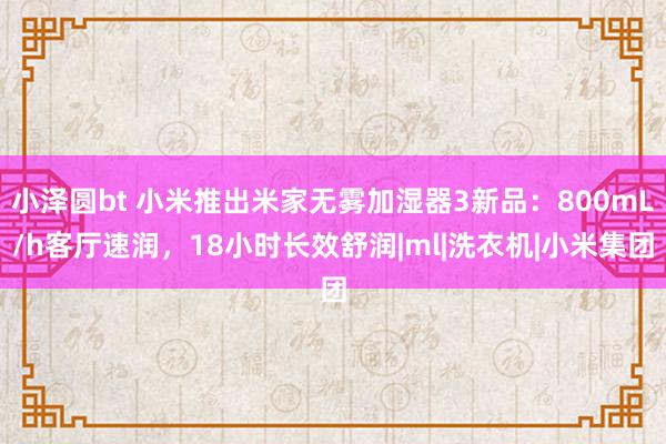 小泽圆bt 小米推出米家无雾加湿器3新品：800mL/h客厅速润，18小时长效舒润|ml|洗衣机|小米集团