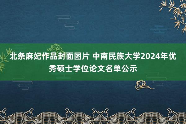 北条麻妃作品封面图片 中南民族大学2024年优秀硕士学位论文名单公示